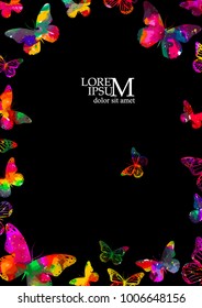 frame of rainbow butterflies. Vector