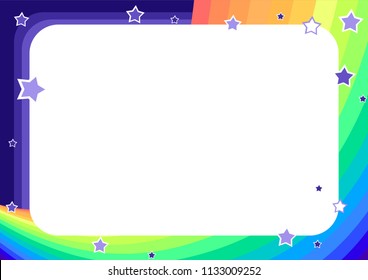 Frame Rainbow Sky Stars Cartoon Style Stock Vector (Royalty Free ...