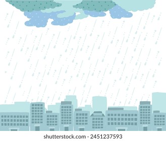 Frame of a rainy city Hand drawn style illustration