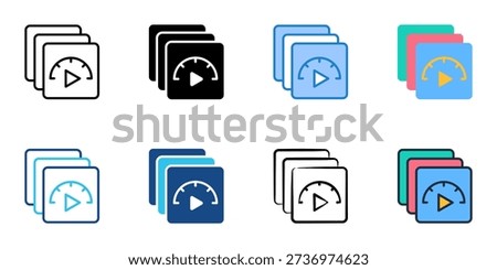 Frame rate icons set multiple style collection. Editable stroke 
