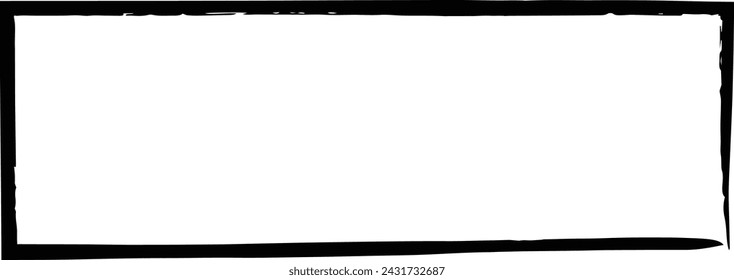 Frame rectangle elongated element, outline border grunge shape icon, decorative doodle for design in vector illustration