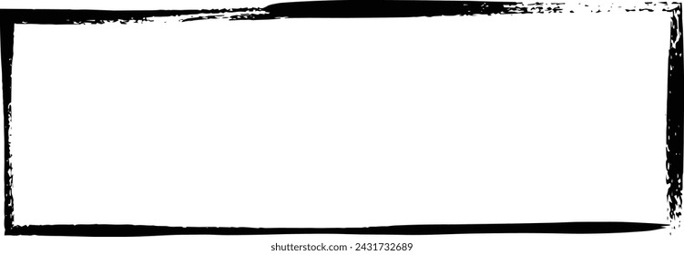 Frame rectangle elongated element, outline border grunge shape icon, decorative doodle for design in vector illustration
