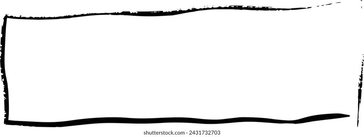 Frame rectangle elongated element, outline border grunge shape icon, decorative doodle for design in vector illustration