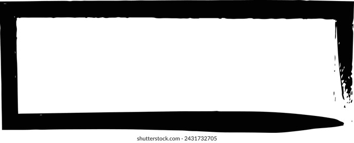 Frame rectangle elongated element, outline border grunge shape icon, decorative doodle for design in vector illustration