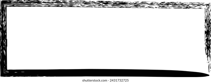 Frame rectangle elongated element, outline border grunge shape icon, decorative doodle for design in vector illustration