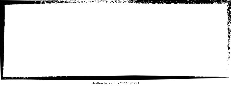 Frame rectangle elongated element, outline border grunge shape icon, decorative doodle for design in vector illustration