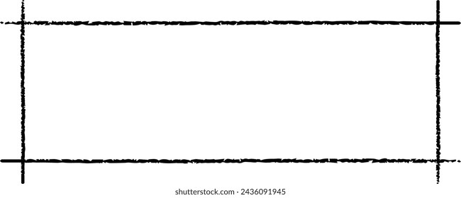 Frame rectangle elongated texture element, outline border grunge shape icon, decorative doodle for design in vector illustration