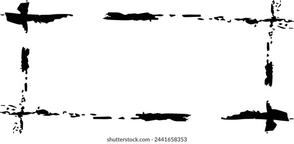 Elemento de textura alargada de rectángulo de marco, icono de forma de grunge borde de contorno, garabato decorativo para diseño en ilustración vectorial