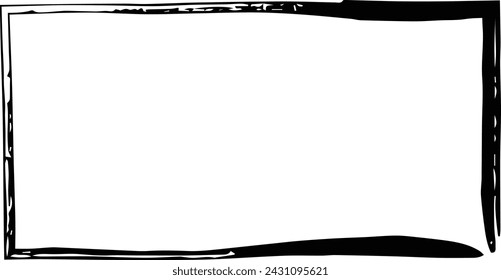 Frame rectangle outline border grunge shape icon, vertical, rectangle decorative doodle element for design in vector illustration