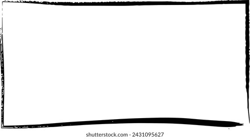 Frame rectangle outline border grunge shape icon, vertical, rectangle decorative doodle element for design in vector illustration