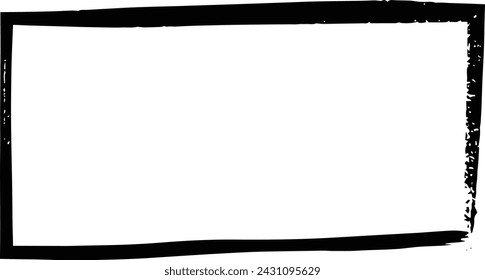 Frame rectangle outline border grunge shape icon, vertical, rectangle decorative doodle element for design in vector illustration
