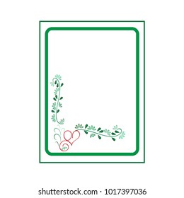 Frame rectangle of twig and heart card. Fashion graphic background. Modern stylish abstract texture. Colorful template for prints, textiles, wrapping, wallpaper. Design element. Vector illustration