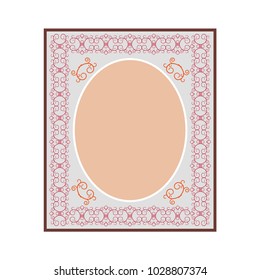 Frame rectangle of twig and oval card. Fashion graphic background. Modern stylish abstract texture. Colorful template for prints, textiles, wrapping, wallpaper. Design element. Vector illustration