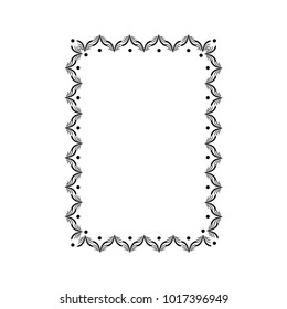 Frame rectangle of twig and polka card. Fashion graphic background. Modern stylish abstract texture. Monochrome template for prints, textiles, wrapping, wallpaper. Design element. Vector illustration