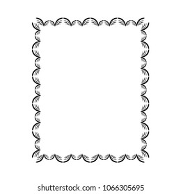 Frame rectangle of wavy line card. Fashion graphic background. Modern stylish abstract texture. Monochrome template for prints, textiles, wrapping, card, photo. Design element. Vector illustration