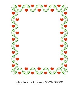 Frame rectangle of wavy line and heart. Fashion graphic background. Modern stylish abstract texture. Colorful template for prints, textiles, wrapping, photo. Design element. Vector illustration