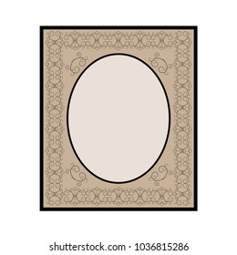 Frame rectangle of wavy line and oval card. Fashion graphic background. Modern stylish abstract texture. Colorful template for prints, textiles, wrapping, wallpaper. Design element Vector illustration