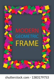 Frame of rectangular pieces of colored paper with space for an inscription. Vector illustration. Vector illustration.