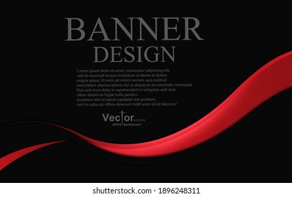 Frame red banner abstract overlap deep dimension concept layout design style curve