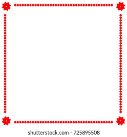 Frame red. Border from ovals and flowers. Decoration banner rim. Colorful framework isolated on white background. Decoration concept. Modern art scoreboard. Stock vector illustration