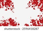 Frame of Red cherry blossom background pattern, spring time red sakura blossom.