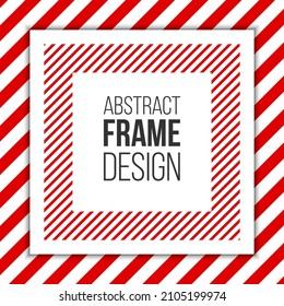 Frame with red diagonal stripes. Vector geometrical background. Can be used for cards, greetings, invitations, gift cards, flyers and brochures.