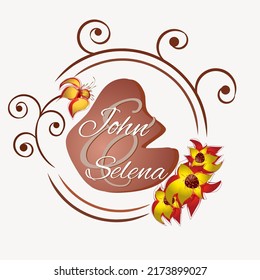 Frame with a red flower theme with a circle motif, can be used for invitation frames, wedding icons, invitation vectors, background etc