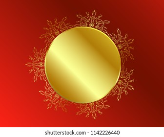 Frame red gold pattern flowers