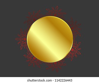 Frame red gold pattern flowers