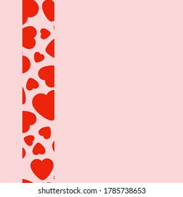 Frame With Red Heart On Pink Background. Graphic Design In The Concept of Love. Love Symbol And Emblem for Valentines Day, Wedding, Birthday and Holiday. Vector Card and Template with Copy Space.