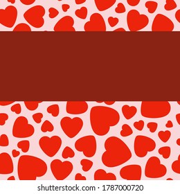 Frame With Red Heart On Pink Background. Graphic Design In The Concept of Love. Love Symbol And Emblem for Valentines Day, Wedding, Birthday and Holiday. Vector Card and Template with Copy Space.