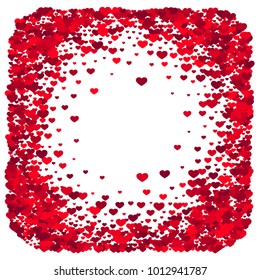 Frame of red hearts. Border for the design of objects, posters, postcards for St. Valentine's Day, wedding invitations.
