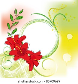 frame from red lily on circle