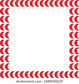 Frame with red moons for your design. Empty space. Square border.