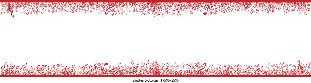 frame of red musical notes melody on white background