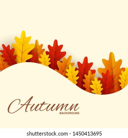 Frame with red, orange and yellow autumn leaves, vector illustration