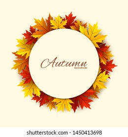 Frame with red, orange and yellow autumn leaves, vector illustration