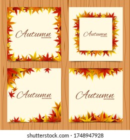 Frame with red, orange and yellow autumn leaves, vector illustration