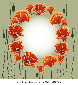 frame of red poppies