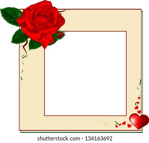 Frame with red rose and heart, EPS10