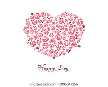 Frame red rose heart shaped