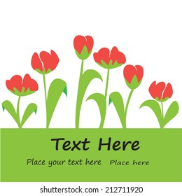 frame with red tulips, vector illustration