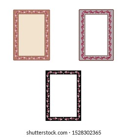 Frame with red twig set. Fashion graphic background. Modern stylish abstract texture. Colorful template for prints, textiles, wrapping, wallpaper, photo, etc. Design element. Vector illustration.