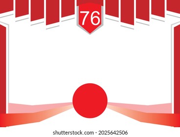 Frame with red and white color arrangement. ribbon and red and white flag. Social media greeting card in red and white color. Happy Independence Day.