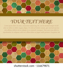 Frame in retro background with honeycombs