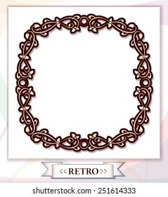 frame with retro ornament, a separate background with ribbon, vector illustration