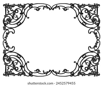 Frame retro ornamental decoration,tendrils,swirls,greeting card,invitation, vintage style, vector hand drawn illustration isolated on white