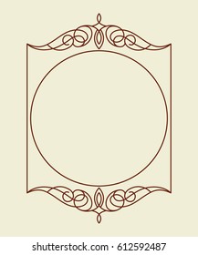 Frame in retro style.Vector illustration.Brown on  beige .
