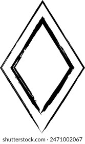 Elemento de textura de marco rombo, borde de contorno grunge forma icono, garabato decorativo para el diseño en Ilustración vectorial