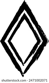 Frame rhombus texture element, outline border grunge shape icon, decorative doodle for design in vector illustration